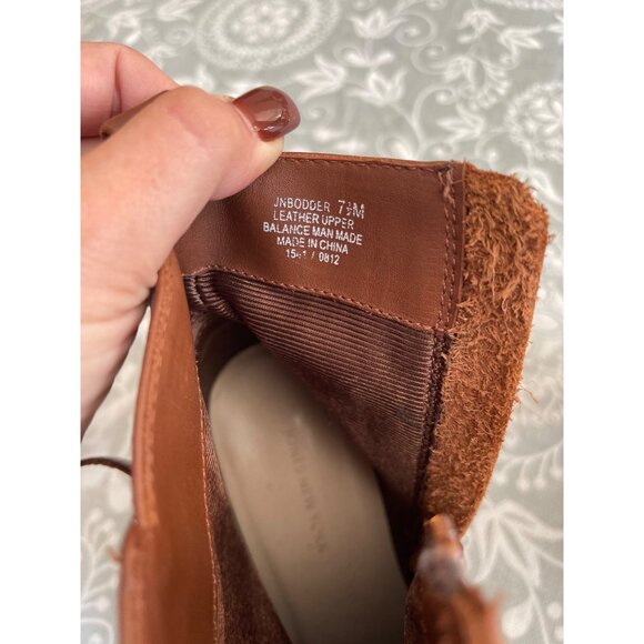 Jones New York Women's Brown Leather Strappy Ankle Booties Block Heel Size 7.5 - Picture 8 of 10
